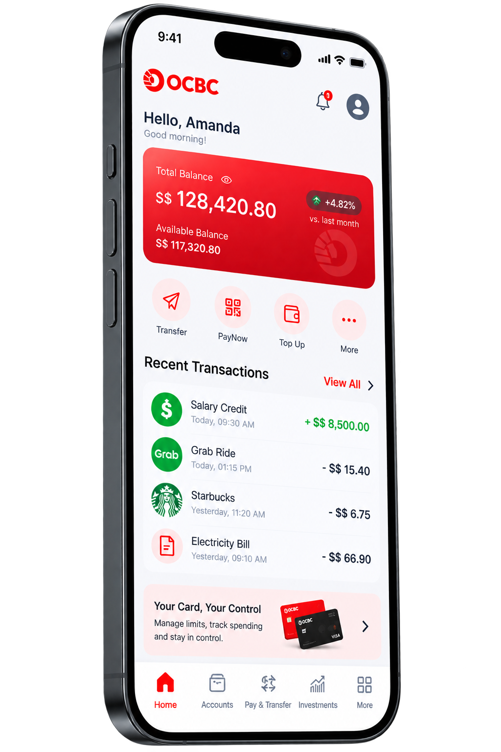 OCBC Mobile App Mockup